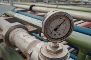 tubulação em indústria marcando temperatura alta